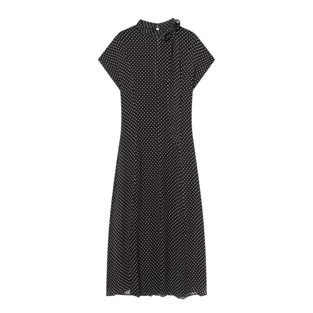 ZARA Breezy Polka Dot Midi Dress with Bow